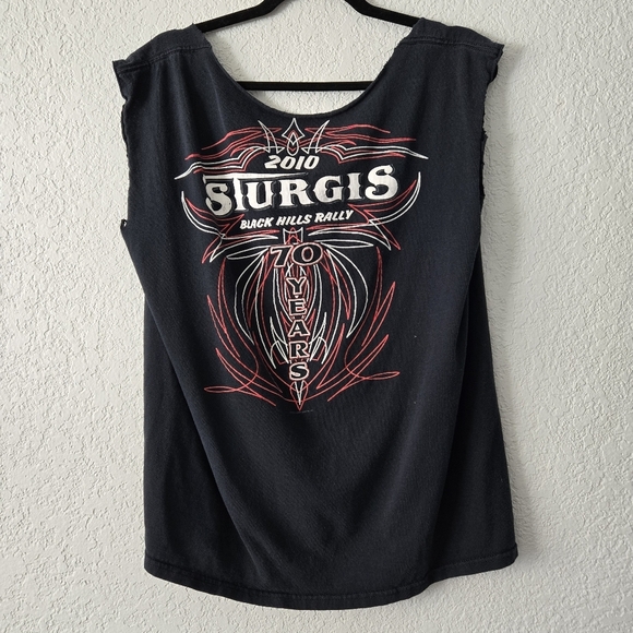 Sturgis XL Black Graphic moto cut off grunge tank top - Picture 5 of 5